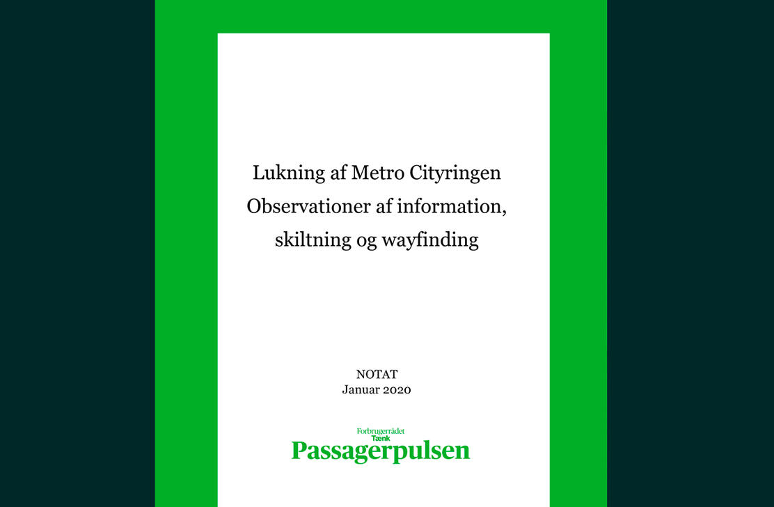 Forsiden af notatet 'lukning af metro cityringen'